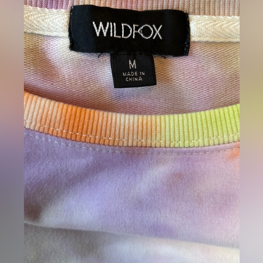 NWT Wildfox Tie Dye Sherbet Wash Pullover Long Sleeves Sweatshirt Women’s Size M - Picture 6 of 6
